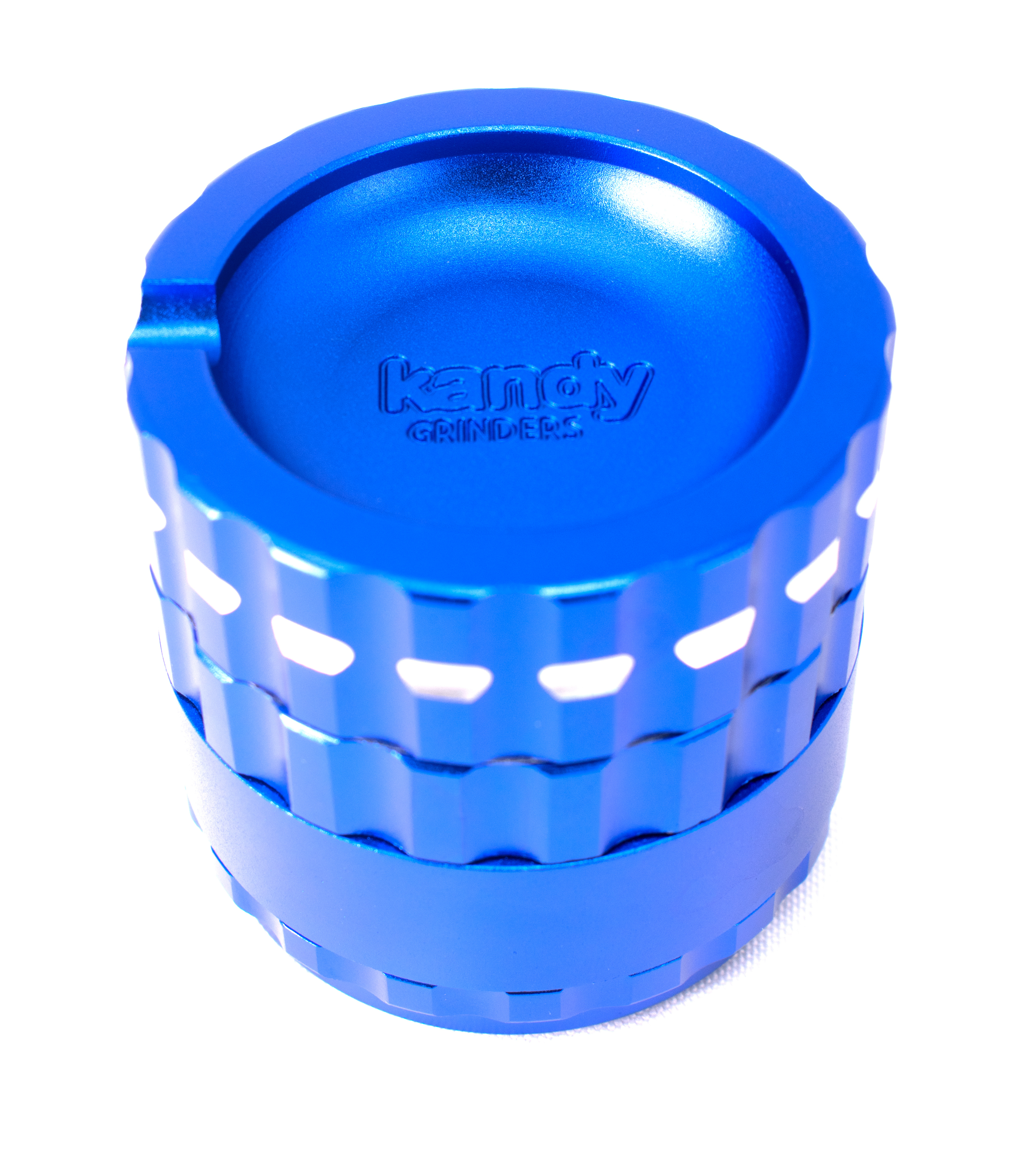 Kandy Grinder Metal Ribbed Shape W/ashtray On The Top 62mm 4pts 