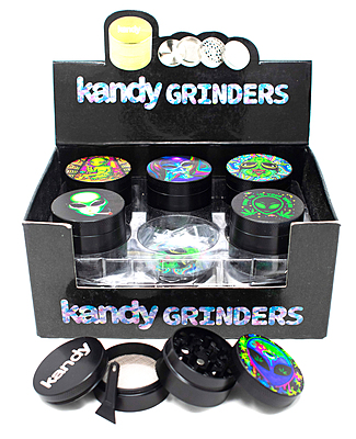 Kandy Grinder Zinc Alloy Colorful Alien Print On The Top Grinder 40Mm 4Pts - Mixed Designs