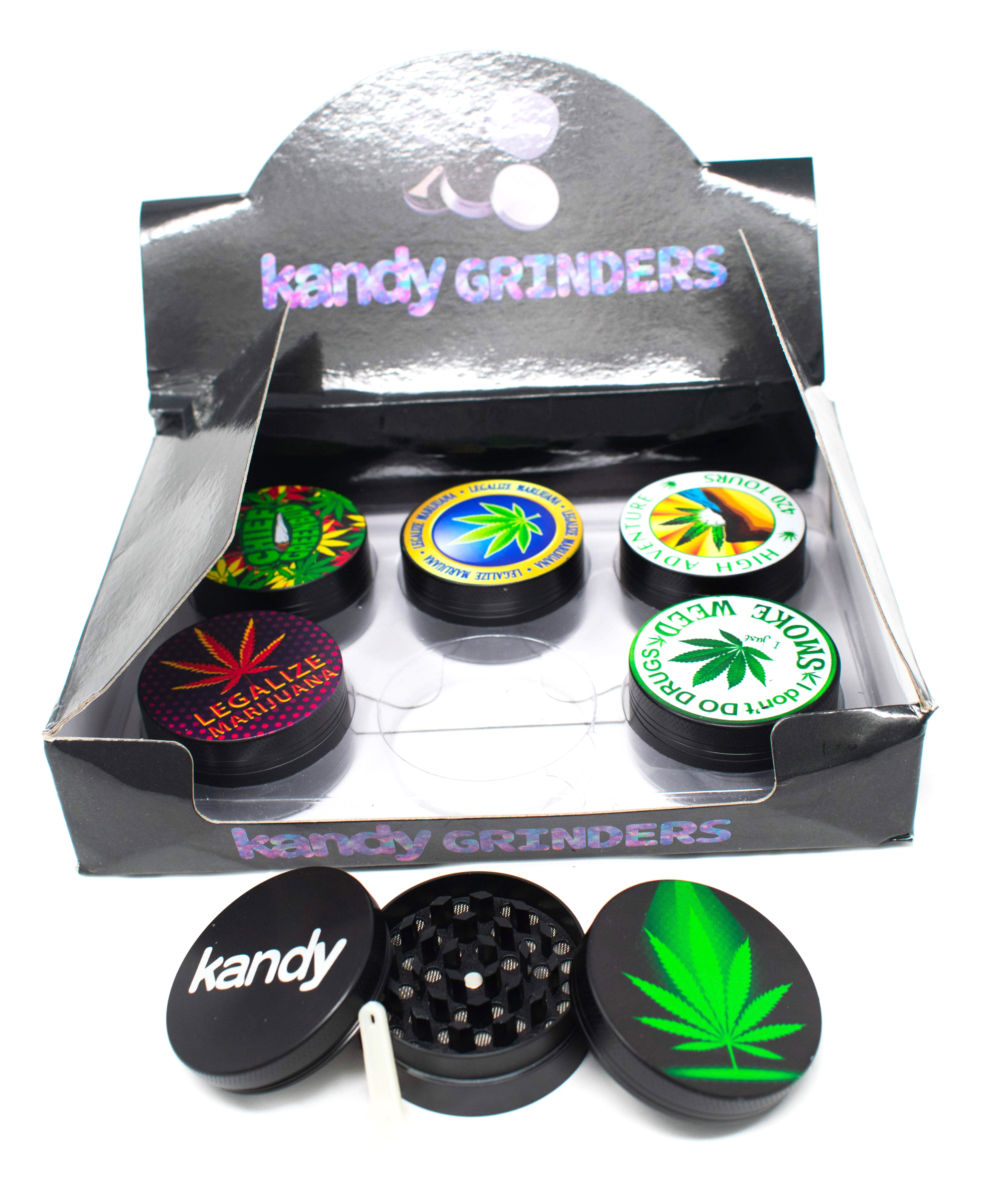 Kandy Grinder Zinc Alloy Leaf Printed Designs On The Top 50Mm 3Pts - Mixed Designs Kandy Grinder Zinc Alloy Leaf Printed Designs On The Top 50Mm 3Pts - Mixed Designs