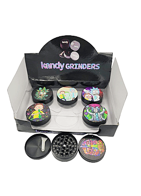 Kandy Grinder Zinc Alloy Rick & Morty Print All Over Grinder 50Mm 3Pts - Mixed Design