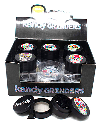 Kandy Grinder Zinc Alloy Skull Print On The Top 40Mm 4Pts - Mixed Designs