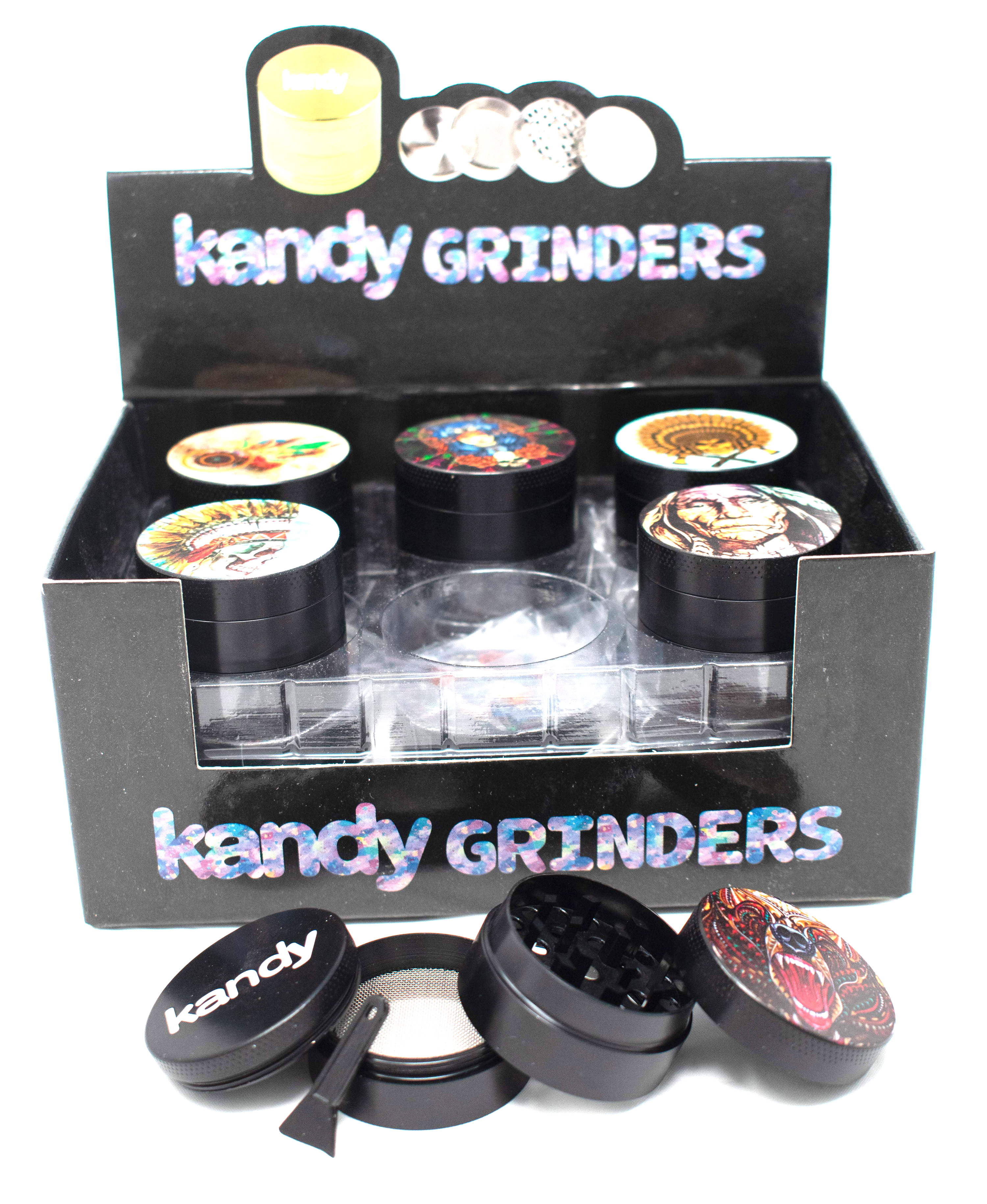 Kandy Grinder Zinc Alloy Skull Printed Designs On The Top 40mm 4Pts