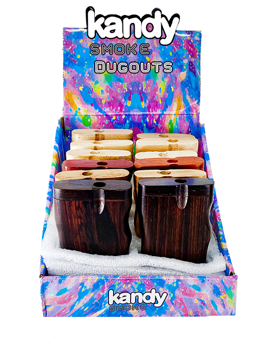 Kandy Smoke Dugout Wooden 4" W/One Hitter