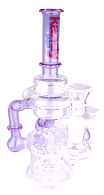 Kandy Glass Water Pipe 8.5" W/Slitted & Recycler Perc, Ring On The Perc, In The Middle & Neck W/Colored Perc & Neck
