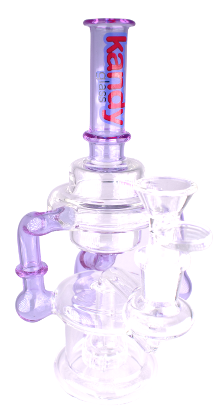 Kandy Glass Water Pipe 8.5" W/Slitted & Recycler Perc, Ring On The Perc, In The Middle & Neck W/Colored Perc & Neck Kandy Glass Water Pipe 8.5" W/Slitted & Recycler Perc, Ring On The Perc, In The Middle & Neck W/Colored Perc & Neck