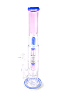 Kandy Glass Water Pipe 17.5" W/Dual Slitted Perc W/Colored Cylinder & Slitted Dome Perc On Top W/Colored Neck, Perc & Mouthpiece