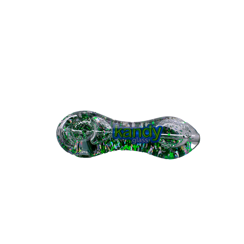 Kandy Glass Hand Pipe 5" W/glittered Glycerin Star & Cap/Stopper