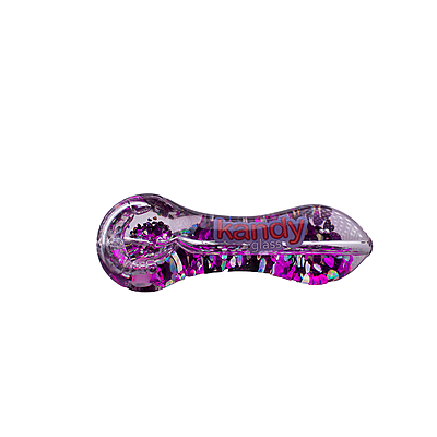 Kandy Glass Hand Pipe 5" W/glycerin Heart & Cap/Stopper