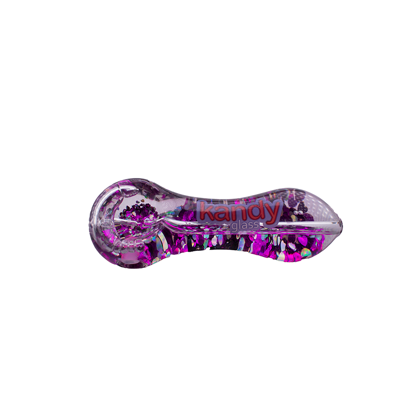 Kandy Glass Hand Pipe 5" W/glycerin Heart & Cap/Stopper