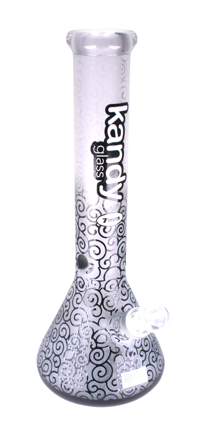 Kandy Glass Water Pipe 14" Frosted 7mm W/Design