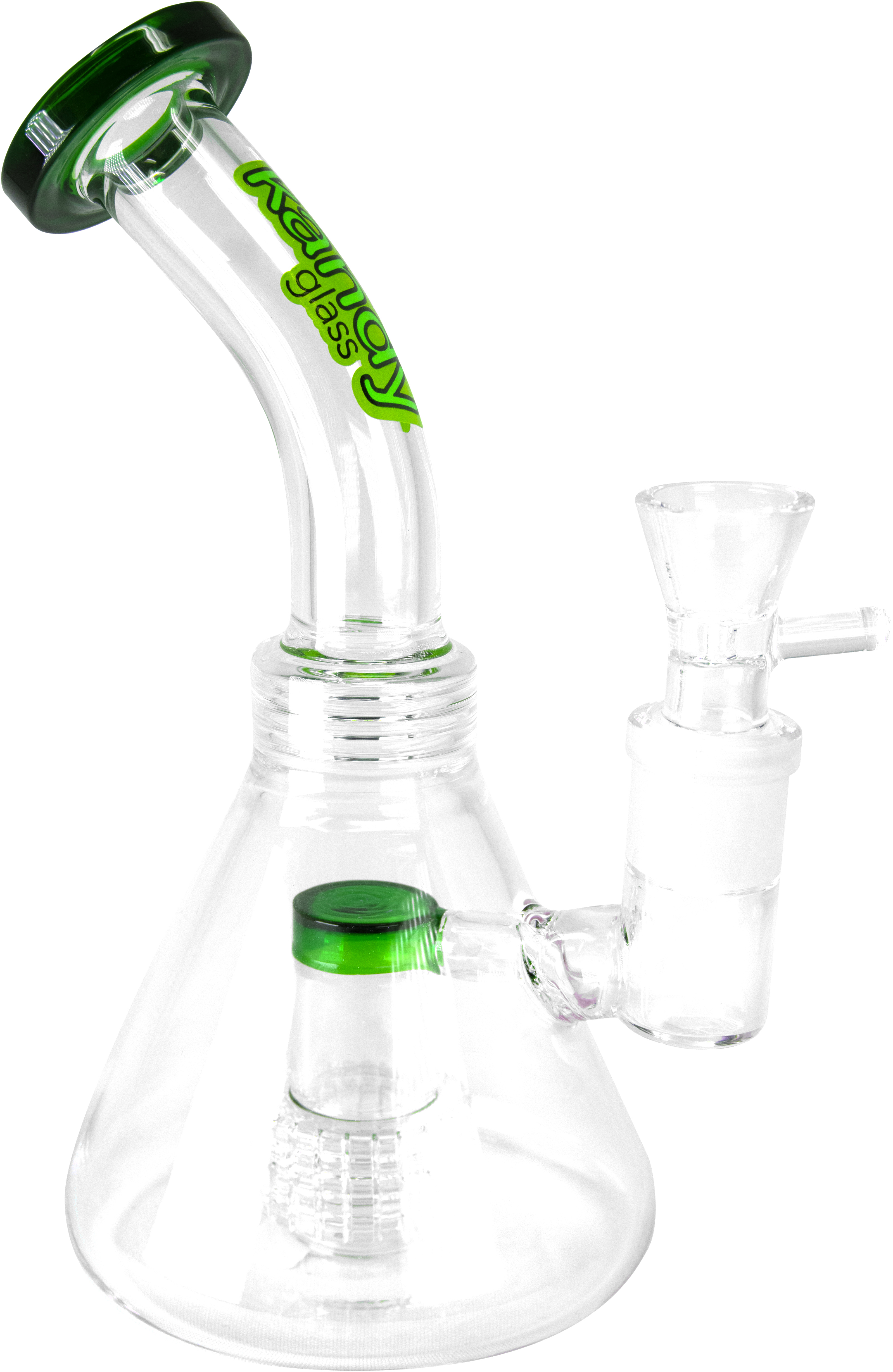 Kandy Glass Water Pipe 10" Bent Neck W/slitted Perc Colored Top & Perc