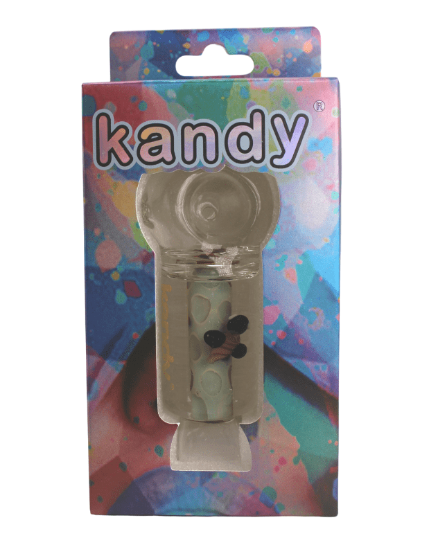 Kandy Glass Hand Pipe 4" W/ Glycerin & Bee In The Middle, & Flat Mouthpiece
