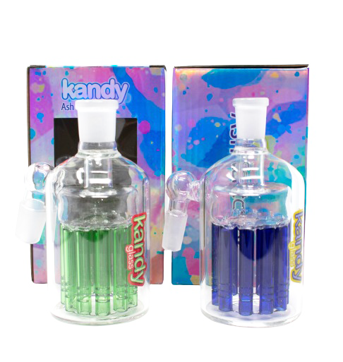 Kandy Ash Catcher - 5" 45 Degree W/Colored Showerhead Perc In The Middle