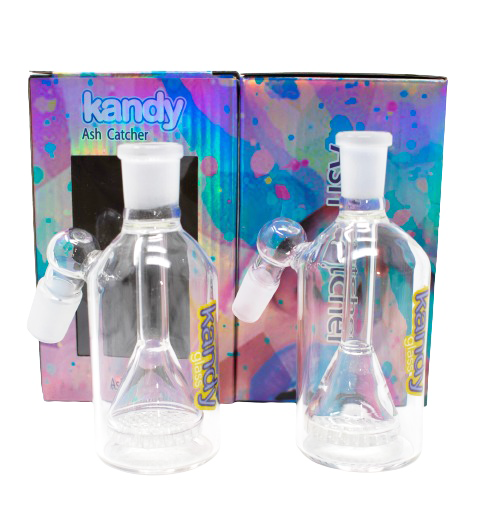 Kandy Ash Catcher - 5" 45 Degrees W/Flask In The Middle & Honeycomb Perc