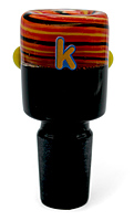 Kandy Glass Bowl 19mm Male W/Swirls On Top Half & Black On Bottom Half & Three Marble In The Middle Kandy Glass Bowl 19mm Male W/Swirls On Top Half & Black On Bottom Half & Three Marble In The Middle