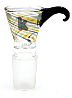 Kandy Bowl 14mm Male Funnel Bowl W/Fumed Lines Going Around & Curved Horn