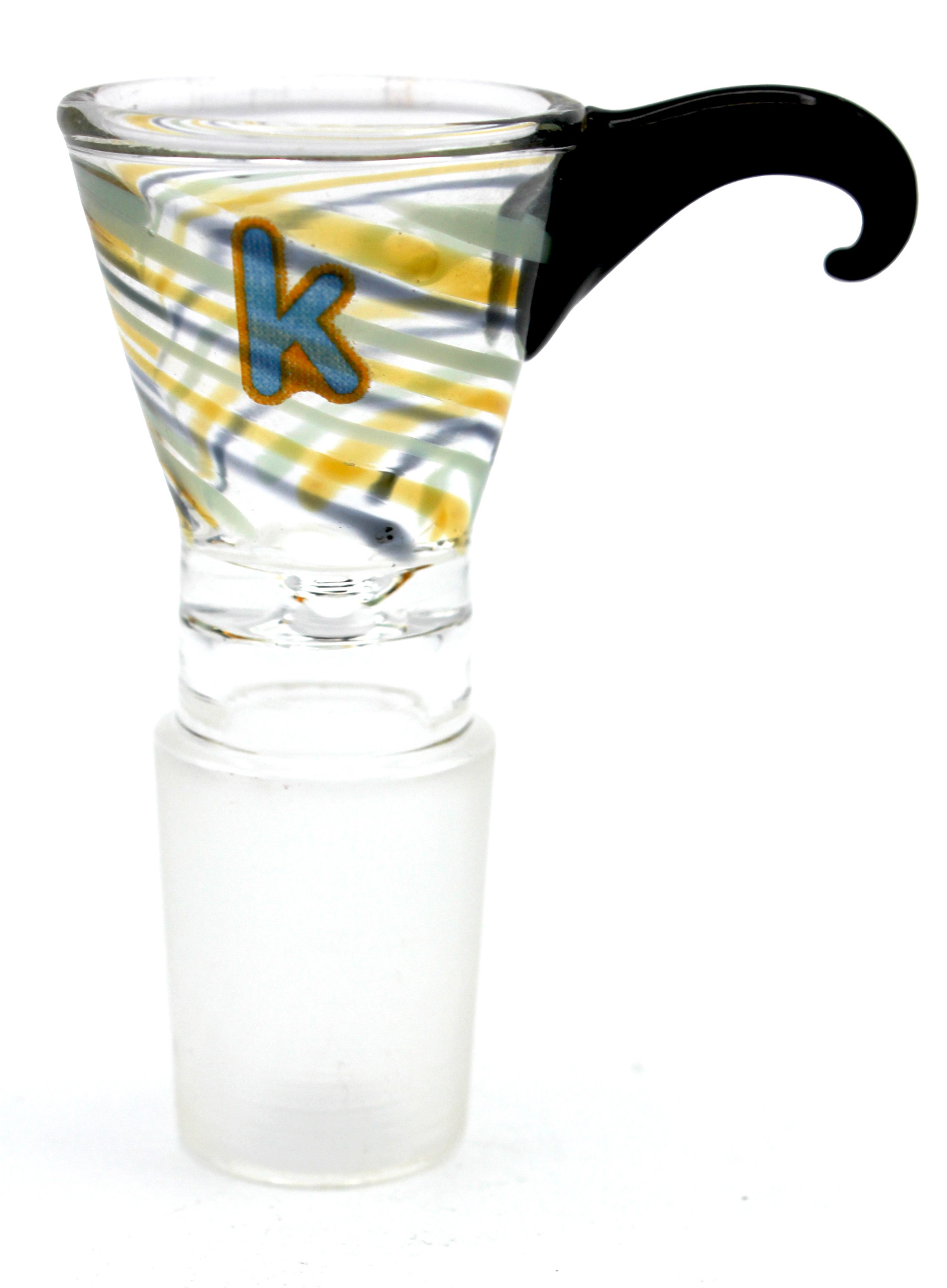 Kandy Bowl 14mm Male Funnel Bowl W/Fumed Lines Going Around & Curved Horn