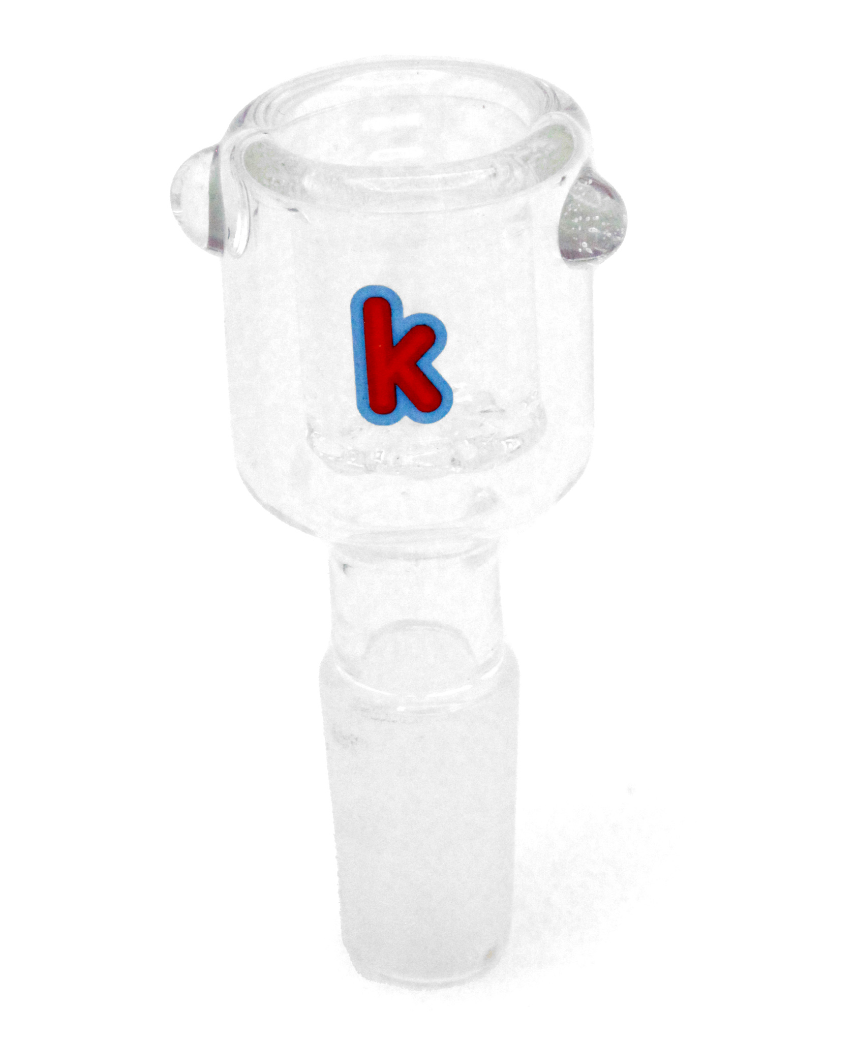 Kandy Glass Bowl 14mm Male Cup W/Screen Inside Of a Cup Shaped Head & Two Marbles On Top