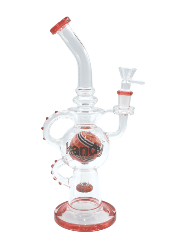Kandy Glass Water Pipe 11.5" W/ Ball Shape Inside, Dual Recycler & Slitted Perc Kandy Glass Water Pipe 11.5" W/ Ball Shape Inside, Dual Recycler & Slitted Perc