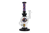 Kandy Glass Water Pipe 10" W/ Globe Shape In The Middle, Recycler, & Ring Around The Neck
