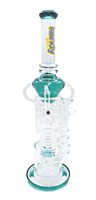 Kandy Glass Water Pipe 17" W/Recycler & 5 Screw Perc, Ball In The Middle Surrounded By Holes W/Colored Upside Down Cone On Top & Dual Ring On Neck Kandy Glass Water Pipe 17" W/Recycler & 5 Screw Perc, Ball In The Middle Surrounded By Holes W/Colored Upside Down Cone On Top & Dual Ring On Neck