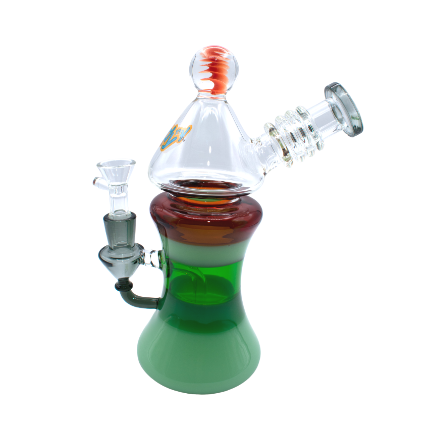 Kandy Glass Water Pipe 9" W/Flask Perk, Conical W/Marble On Top & Telescopic Mouthpiece & Four Rings On Top Kandy Glass Water Pipe 9" W/Flask Perk, Conical W/Marble On Top & Telescopic Mouthpiece & Four Rings On Top