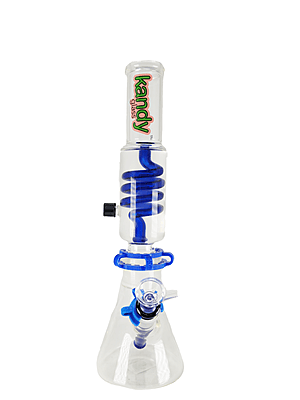 Kandy Glass Water Pipe 12.5" Two Part Beaker Base, Glycerin On Top Part W/ Colored Spring In The Middle, Colored Downstem