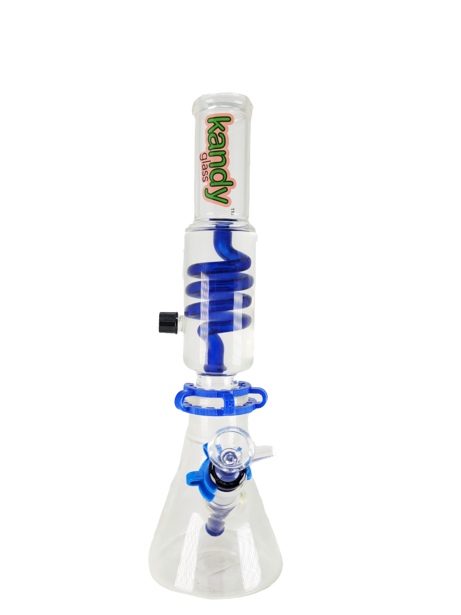Kandy Glass Water Pipe 12.5" Two Part Beaker Base, Glycerin On Top Part W/ Colored Spring In The Middle, Colored Downstem