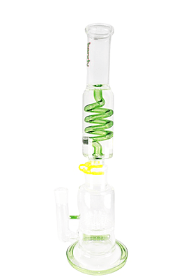 Kandy Glass Water Pipe 18" Two Part W/Whistle & Small Tubes Perc, Glycerin On Top Part W/Colored Spring In The Middle, Colored Base & Perc