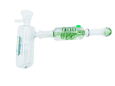 Kandy Glass Freezable Bubbler 7" W/ Glycerin and Colored Spiral Inside, 3" Ash Catcher W/Tree Perc 