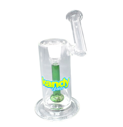 Kandy Ash Catcher 6" Slitted Perc W/Cylindrical Body & Telescopic Mouthpiece Attached On The Side W/Colored Perc