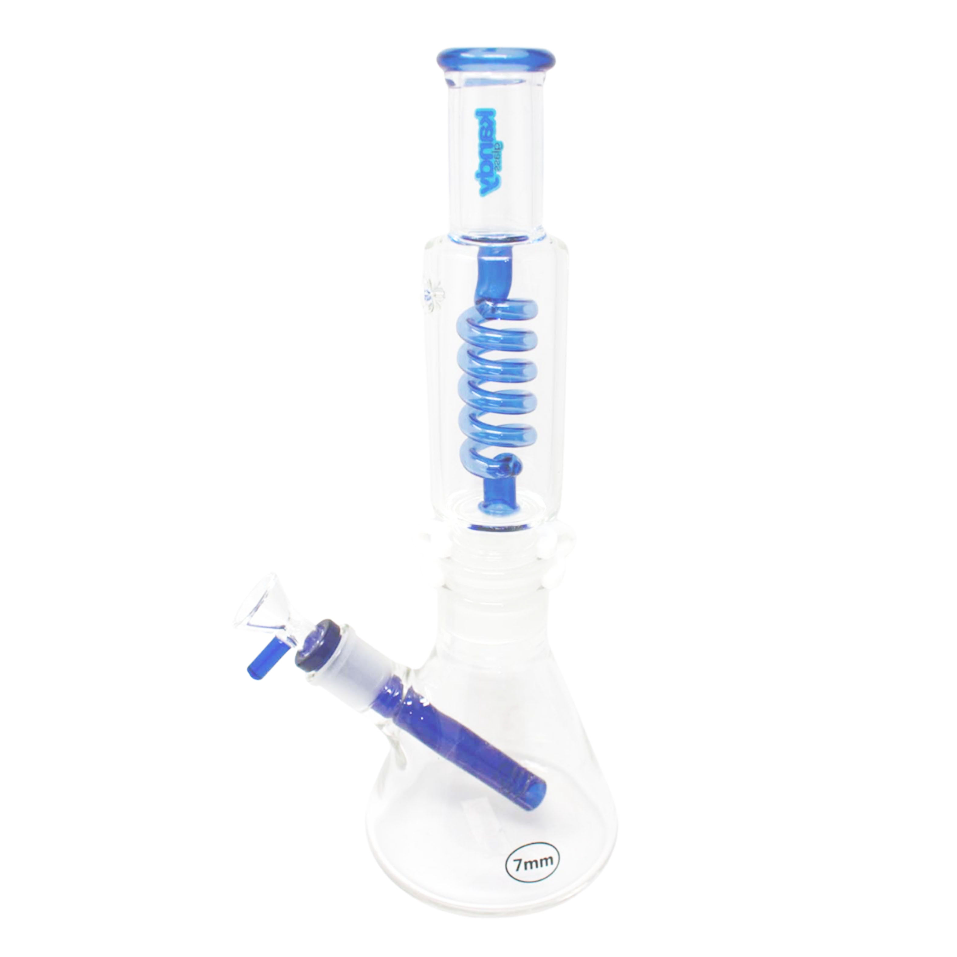 Kandy Glass Water Pipe 13" Beaker Base Two Part W/Colored Spiral Inside Top Part & Colored Mouthpiece