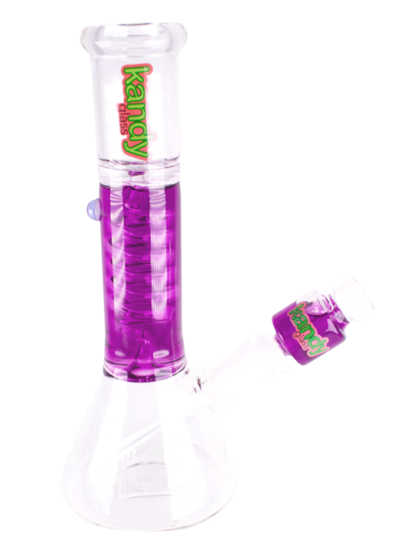 Kandy Glass Water Pipe 9.5" Beaker Base W/Colored Glycerin In The Middle W/Twisting Glass Inside & Glycerin Bowl