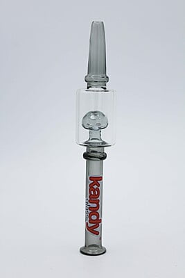 Kandy Glass Nectar Collector 6.5" W/ Cylindrical Body In The Middle & Colored Mushroom Perc Inside