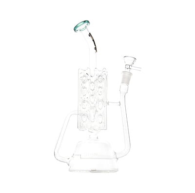 Kandy Glass Water Pipe 12" W/ Grated Design, Recycler & Slitted Perc